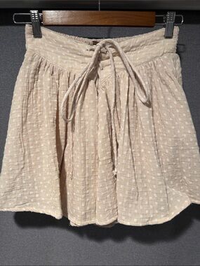 Free People Beige Textured Midi Skirt/Skort w/ Pockets